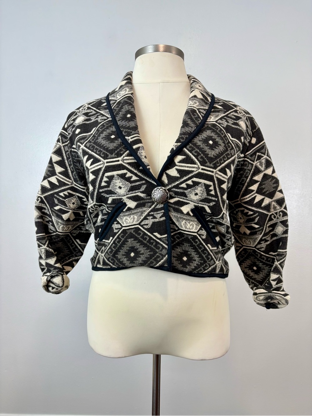 VTG 1990s B + W Southwest Cropped Jacket